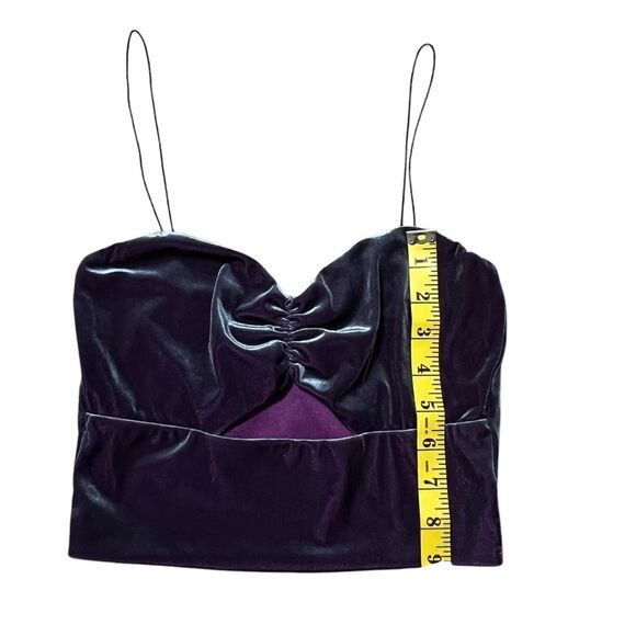 Urban Outfitters Velvet Cutout Crop Top Iridescent Purple SMALL Y2K Grunge Goth - Picture 6 of 8
